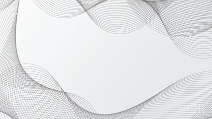 Poster - Abstract white technology background with curve wave lines
