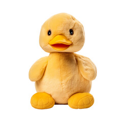 Wall Mural - front view close up of duck soft toy isolated on a white transparent background