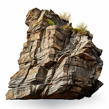 Rock Cliff Isolated On White Background With Clipping Path. Made With Generative Ai