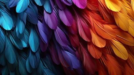 Wall Mural - pattern of a rainbow colour feathers