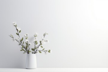 Wall Mural - Minimal plant in white vest on white wall background.