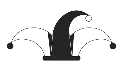 Fototapete - Jester hat flat monochrome isolated vector object. Medieval festival joker cap. Editable black and white line art drawing. Simple outline spot illustration for web graphic design