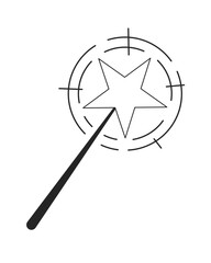 Poster - magic wand flat monochrome isolated vector object. witchcrafting. magic tricks. star on stick. edita