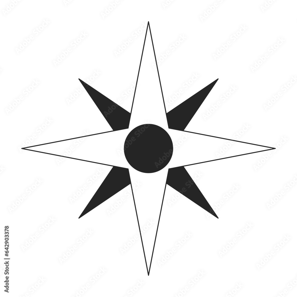 Compass rose showing direction flat monochrome isolated vector object ...