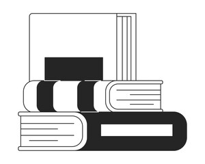 Fototapete - Pile of books flat monochrome isolated vector object. Education. Encyclopedia and dictionary. Editable black and white line art drawing. Simple outline spot illustration for web graphic design