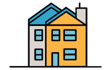 House Flat Icon, Houses Vector Illustration. Little House, Colourful House, Flat Houses Illustration.