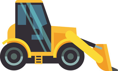 Canvas Print - Front loader construction vehicle side view flat icon