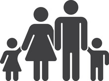 Family Black Simple Icon. Minimalistic Parents And Kids Symbol