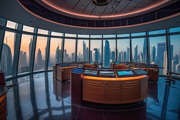 Canvas Print - an office in the middle east, with dubai's tallest skyscrapers in the background photo credit aff