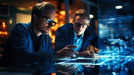 Knowledgeable tech support guiding a colleague through software troubleshooting.