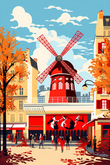 Wall Mural - Illustration of beautiful view of the city of Paris, France