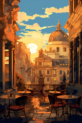 Wall Mural - Illustration of beautiful view of Vienna, Austria