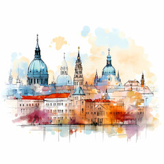 Wall Mural - Illustration of beautiful view of Vienna, Austria