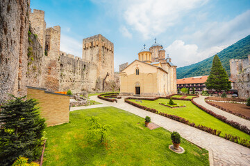 Wall Mural - Christian monastery Manasija in the medieval walls. The Manasija Monastery also known as Resava, is a Serbian Orthodox monastery near Despotovac