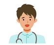 Working nurse man. Healthcare conceptMan cartoon character. People face profiles avatars and icons. Close up image of smiling man.