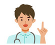 Working nurse man. Healthcare conceptMan cartoon character. People face profiles avatars and icons. Close up image of pointing man.