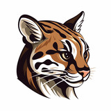 Esport vector logo ocelot on white background side view, ocelot icon, ocelot sticker, ocelot head, jaguar
