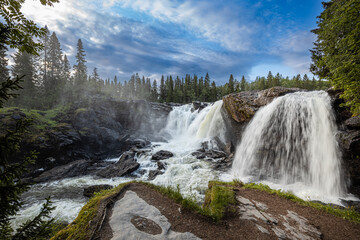 Wall Mural - Ristafallet waterfall in the western part of Jamtland is listed as one of the most beautiful waterfalls in Sweden.