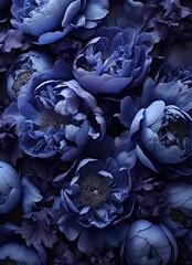 Wall Mural - blue flowers in the middle of a black and white wallpaper with text that says,'i love you '