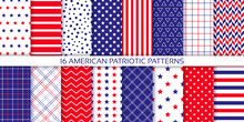 4th Of July Seamless Pattern. Patriotic Independence Day Backgrounds. Vector Illustration.