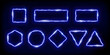 © backup16 - Neon blue frames set with electro flash of lightning vector illustration. Abstract square circle rectangle rhombus hexagon fantasy gates with flare and glow electricity light effect on borders