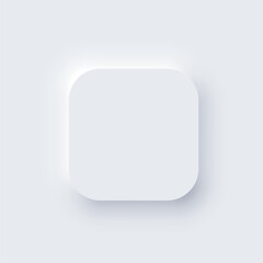 Poster - Neumorphism UI, square white button with shadow vector illustration. Abstract 3d skeuomorphic minimal soft button, digital design element of square shape, modern indicator