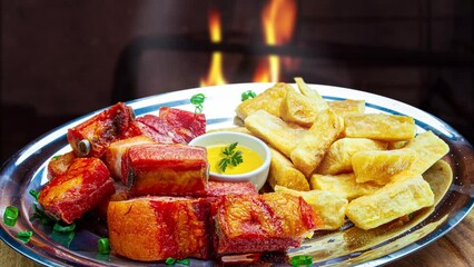 Sticker - Pork ribs with fried cassava