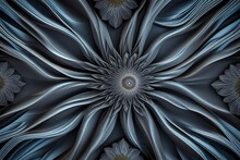 Fantastic Floral Abstract Fractal Silk Gray Background.