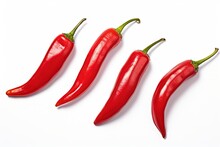 Top View Of Red Peppers On White Background