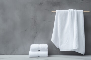 Sticker - White towels located near a gray wall