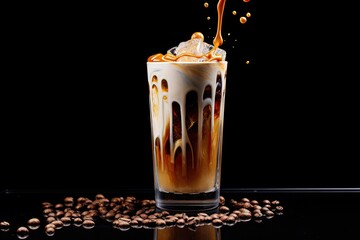 Sticker - Cream poured over iced coffee in a tall glass