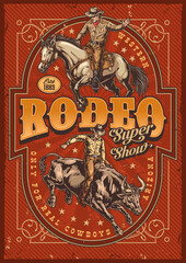 Sticker - Rodeo event vintage sticker colorful