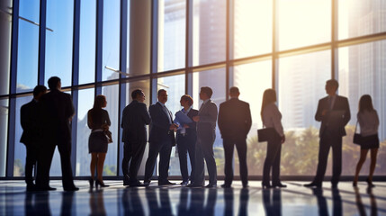 Wall Mural - a group of business people are waiting for the start of the meeting in the conference room. Generative Ai