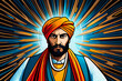 Spiritual guru with turban and halo