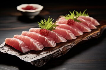 Wall Mural - Fresh Tuna Sashimi: A Delectable Japanese Seafood Delight for Epicures