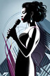 Jazz Singer - Black woman singing with microphone