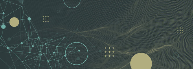 Template for science and technology presentation. Plexus style background.