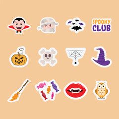 Aufkleber - Halloween Character Icon Set Vector Design.