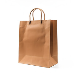 Brown paper bag isolated with white background. A shopping and food delivery concept. Generative ai. 