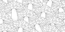 Black White Mushroom Seamless Pattern