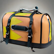 bike pannier design in contrast colors . Orange and yellow bag ,jo
