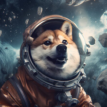 Dog In Outer Space. Generative Ai. 