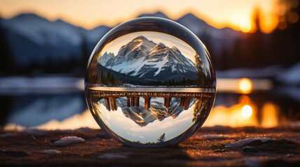 Canvas Print - Optical illusion vermont mountains inside a glass sphere