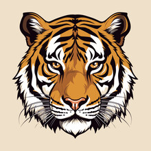 Tiger Logo Vector Sticker - Cute Tiger Illustration Clipart