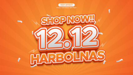 Poster - Shopping Day or Harbolnas Vector Text Effect with Orange Color Style and Fully Editable Text