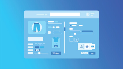 Vector computer window trading website and custom panel, technology concept background, flat design