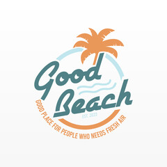 Beach logo design template. Summer beach logotype design concept. Open sea logo design concept template