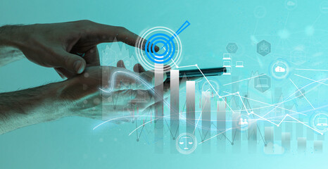 Poster - Futuristic touch screen display with streaming image