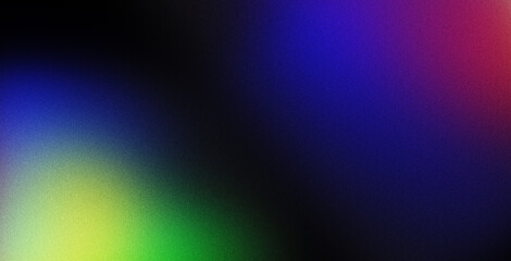 Vibrant VHS style rainbow teal white psychedelic grainy gradient color flow wave on black background, music cover dance party poster design. Retro Colors from the 1970s 1980s, 70s, 80s, 90s style