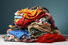 Disposed Fashion Items Among Household Waste. Сoncept The Disposal Of Fashion Items In Household Waste, Reuse Repurposing Of Disposed Fashion Items, Effects On The Natural Environment